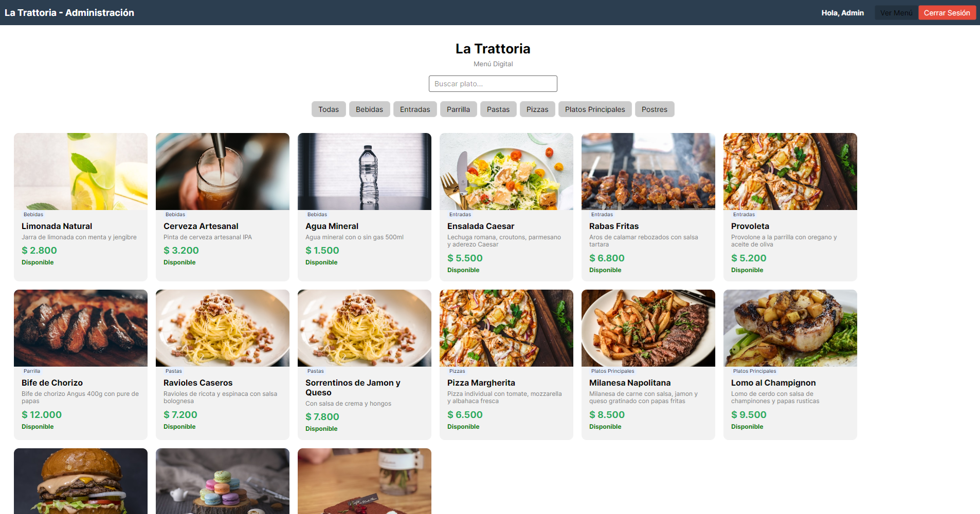App de escritorio - Menú de Restaurante